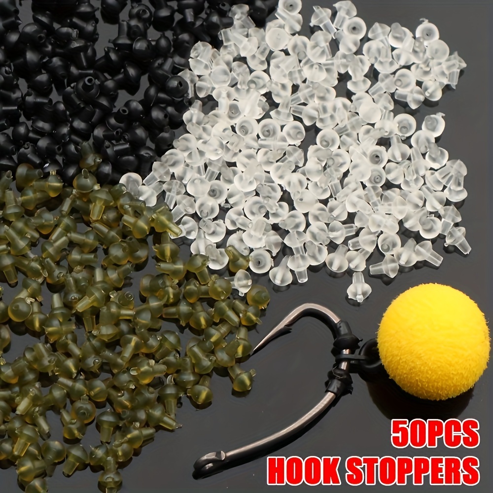 

50pcs White Tpr Fishing Hook Stop Beads - Bait Screw Rings & Line Holders For