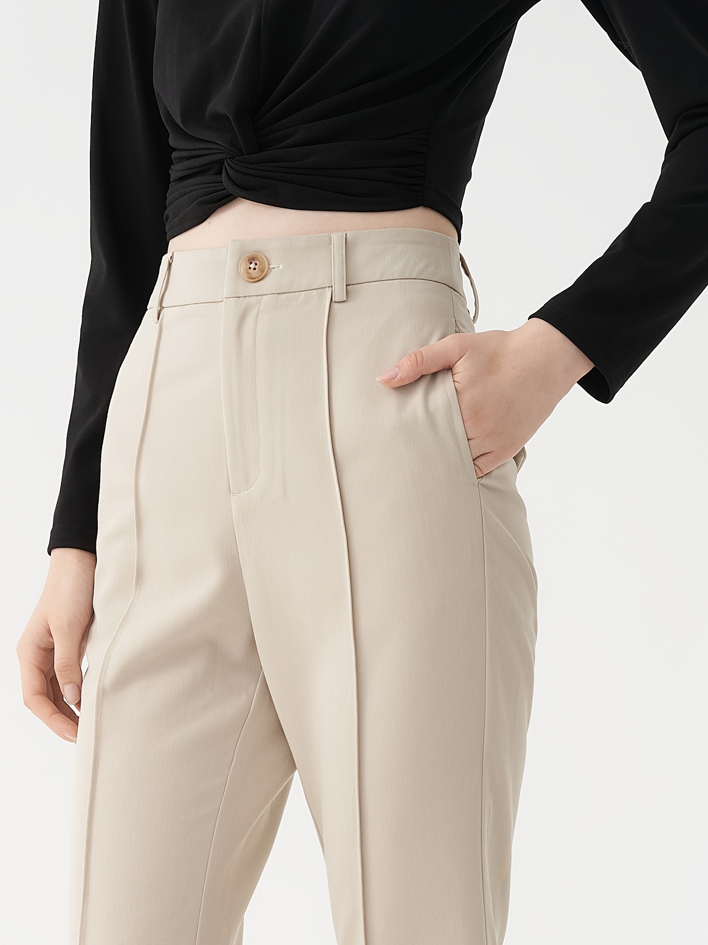 Solid Flare Leg Pants Elegant Forbidden Pants Spring Summer - Temu