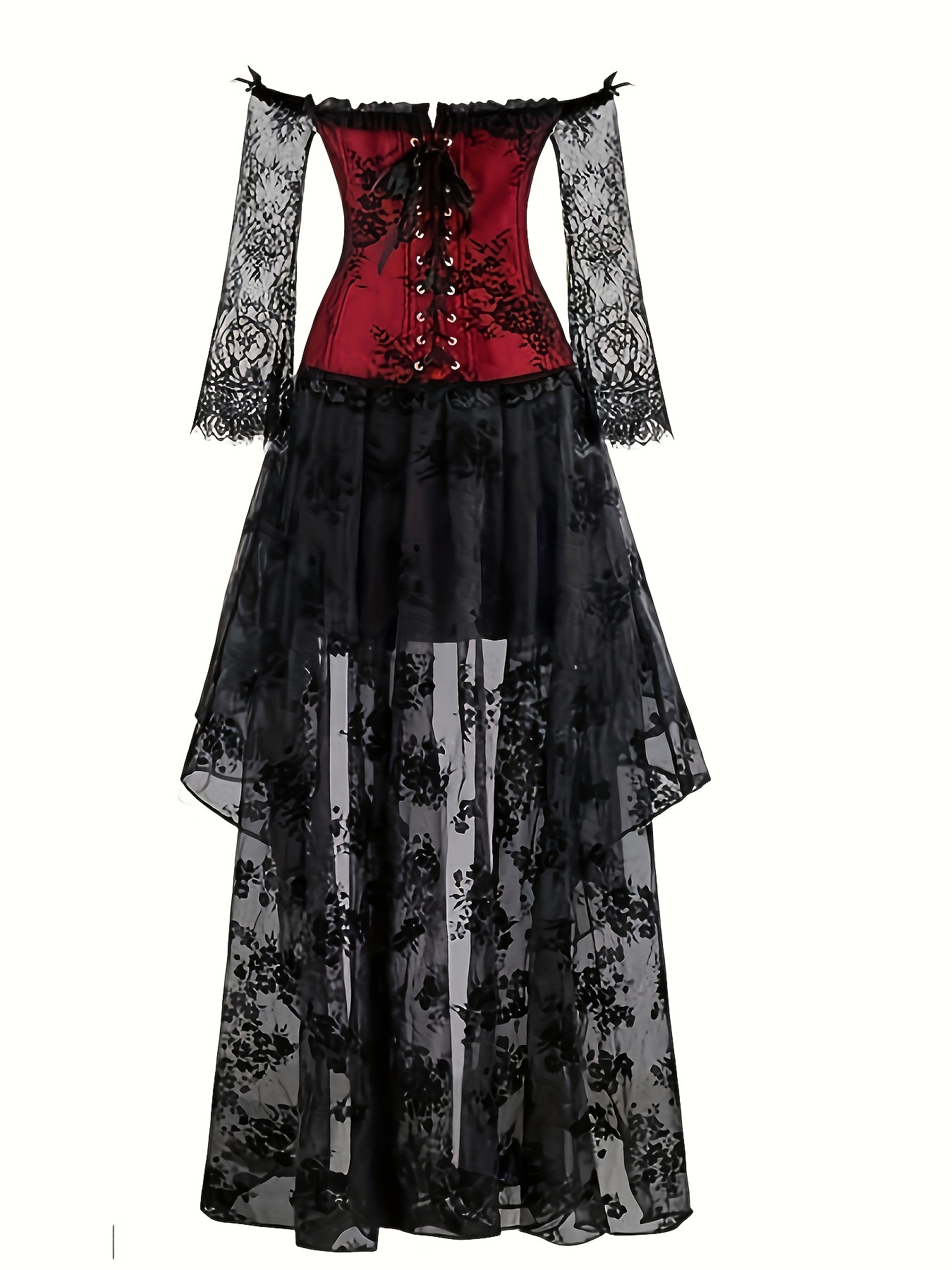 Steampunk Corset Dress Set Shoulder Lace Court Bustier Tops - Temu