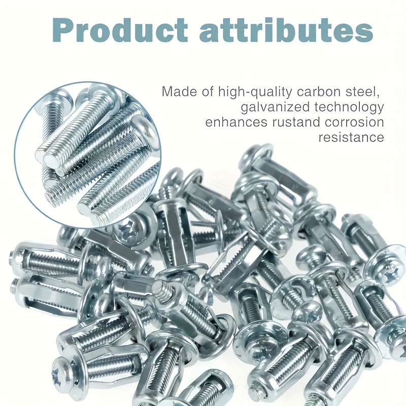 Juego de 52 piezas de pernos de expansión y tuercas de acero al carbono, con diseño de pétalos para encaje rápido, resistente y anticorrosivo, ideal para construcción, automóviles y equipos de comunicación