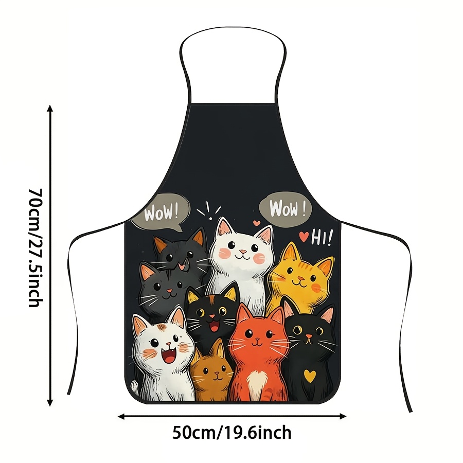 TEMU Delantal de gato de 1 pieza con estampado de gato atigrado y patrones de bocadillos de - Delantal de peto duradero adecuado para , pintura, de