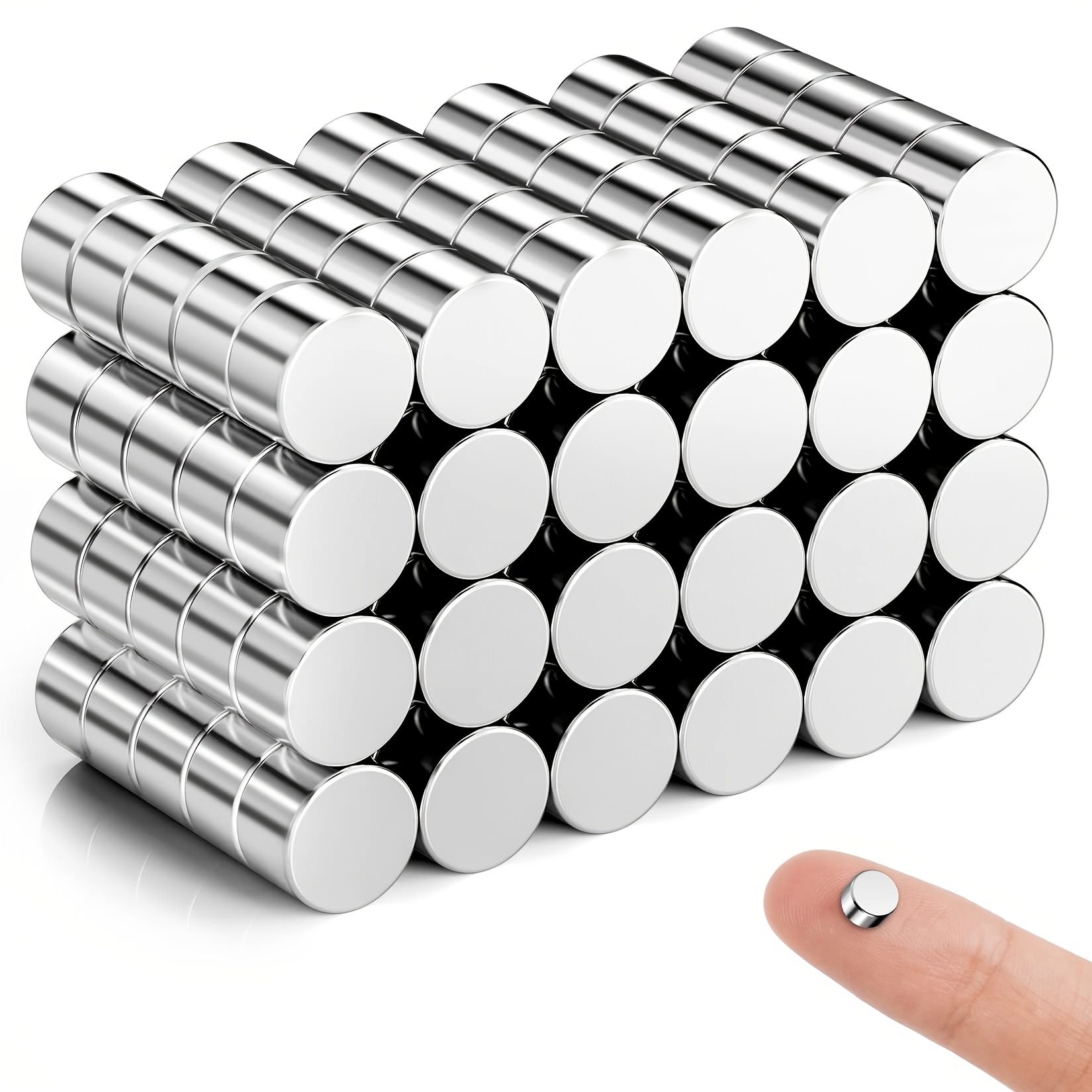 

100pcs 5x3mm Neodymium Magnets - Round Magnets For Whiteboards, Refrigerator, Office, And Map Use - Metal Construction