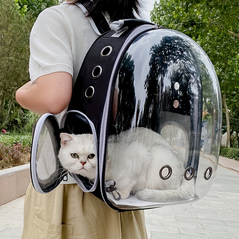 

1pc Breathable Transparent Cat Backpack - Safe Zipper Capsule Design, Ideal For Small Pets, Travel And Outdoor Use