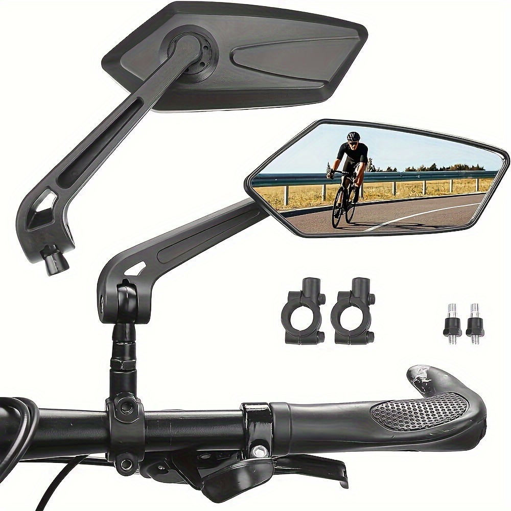 

360-degree Adjustable Bike Mirrors - 1 Pair, Hd Glass Rear View For Handlebars, Fit For E-bikes & Bicycles, Safe Wide Angle Side Mirror