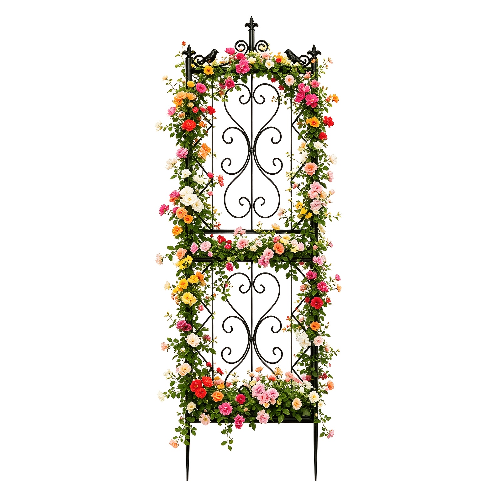 Image of Weatherproof Metal Trellis 195x50cm, Bird Decor Plant Climbing Support, Install Sturdy Garden Espalier For Roses Ivy Balcony Garden