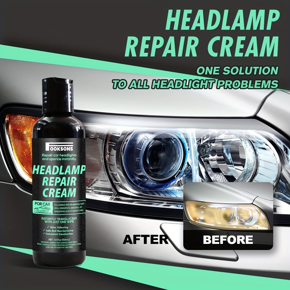 

Headlight Oxidation Repair Cream: Instantly Translucent With Just 1 Wipe - Car Headlight Restoration Kit