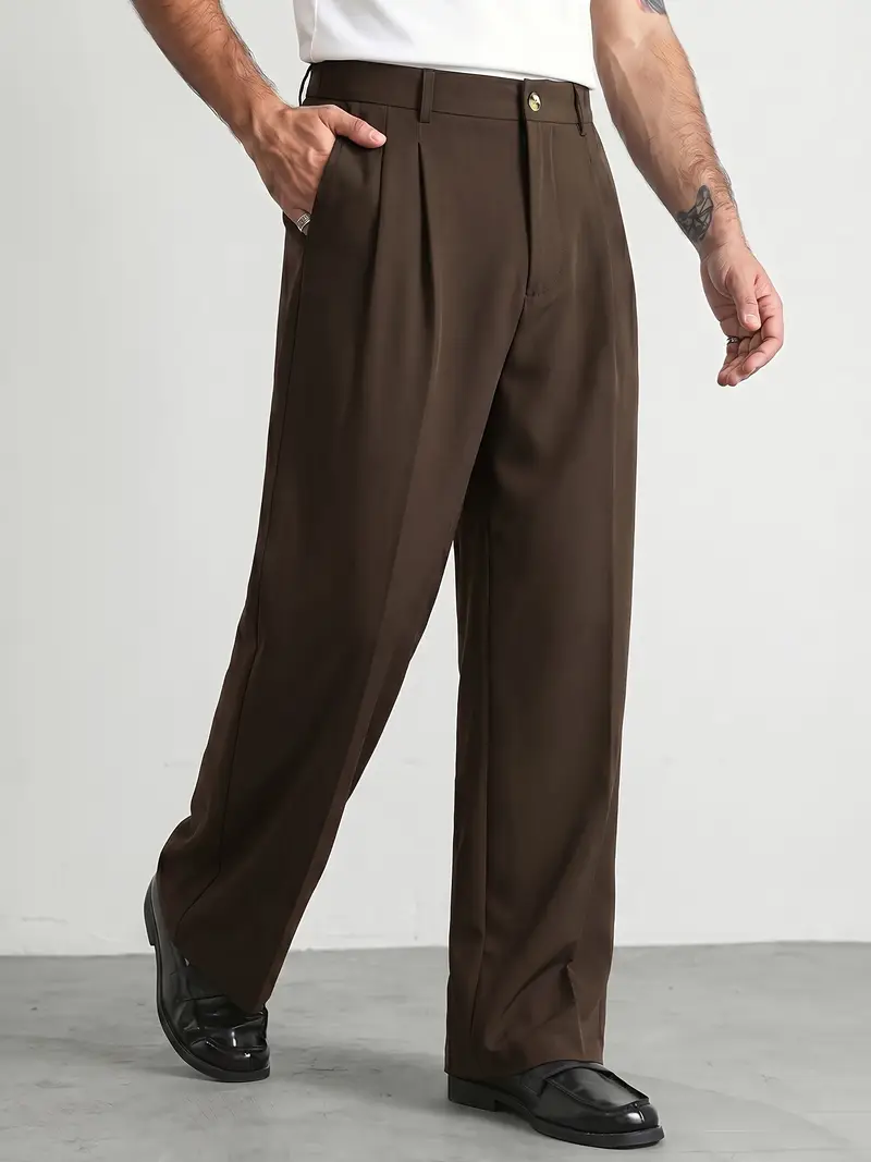 loose fit dress pants Wtxue Trousers Formal Suit With Slanted Pockets Straight Tube Fitting Solid Color Comfortable Suit Loose for Men S please allow 2 Men's Linen White Formal Dress