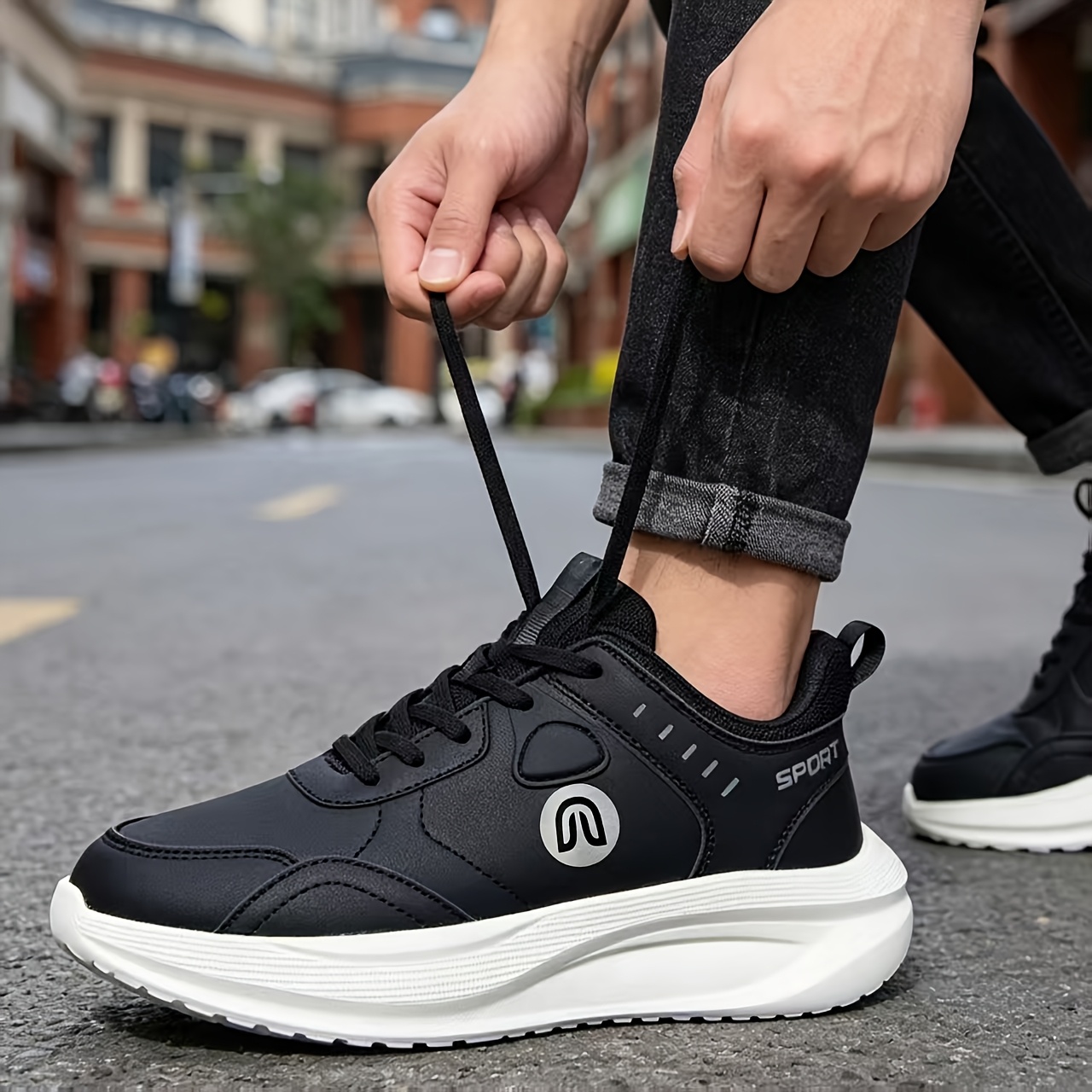 Men's Large Wide Width Sneakers with Thick Platform