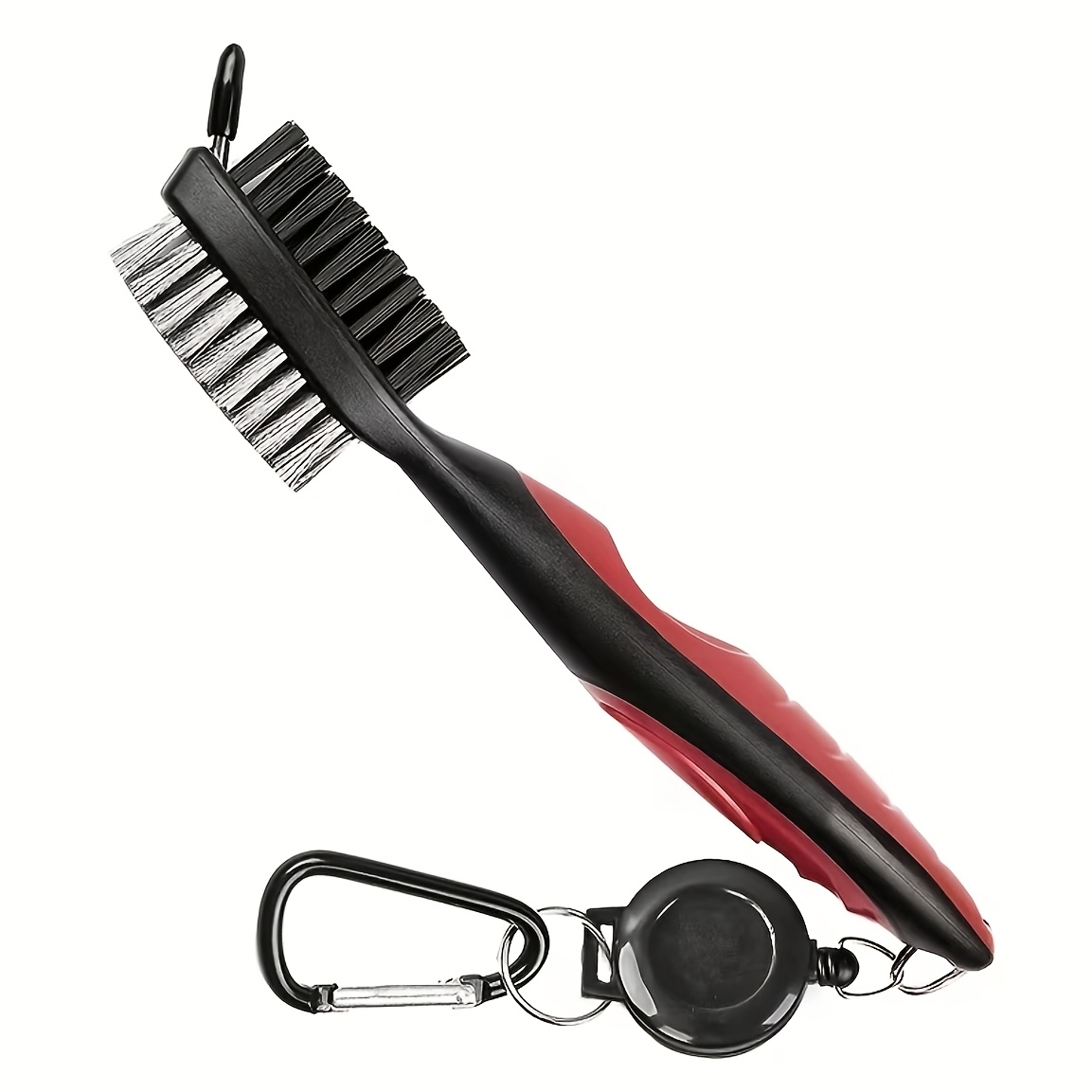 TEMU Brosse de nettoyage pour club de golf - Brosse de nettoyage double face avec ligne rétractable et crochet pour un nettoyage rapide des clubs,