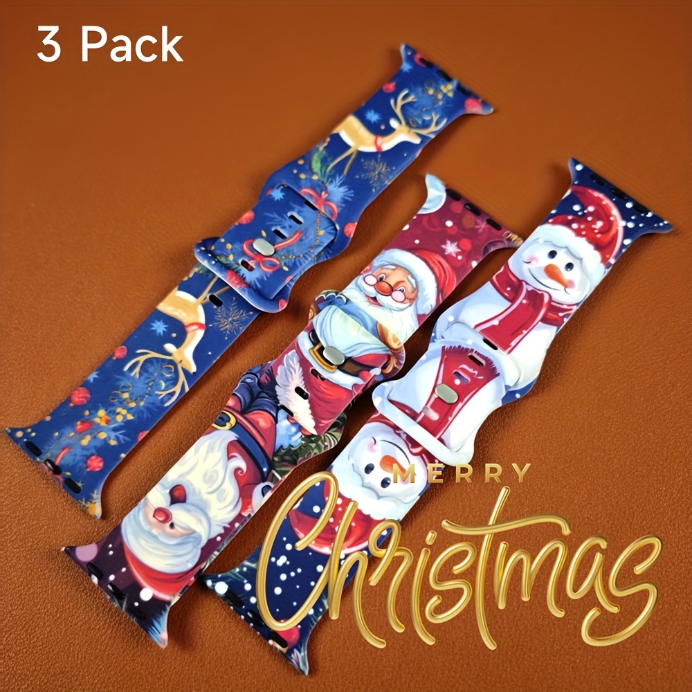Image of Christmas Watchband Compatible With Iwatch Cute Soft Silicone Adjustable Watch Replacement Band Strap For Women Men, Best For Christmas