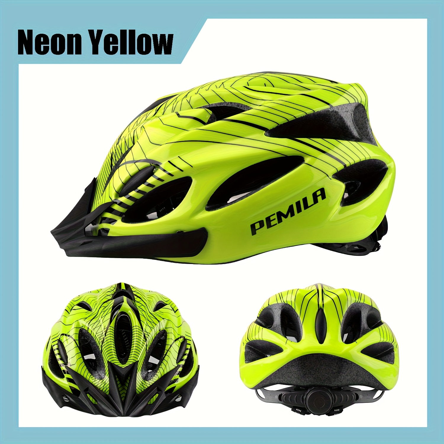   youth bike skate helmet with pc shell eps foam adjustable head size removable washable liner visor 18 ventilation holes for   cycling for men women neon safety headgear