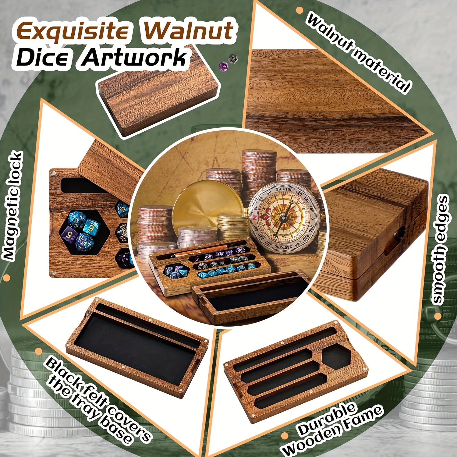 walnuss wrfelbox maen 4 8 x 9 zoll handgefertigtes - Temu Austria