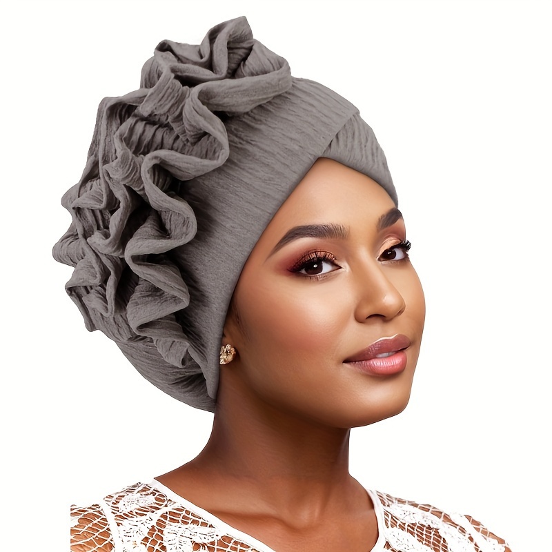 

' Turban Hat, Ruffle , Knit, , No , Headwear Accessory