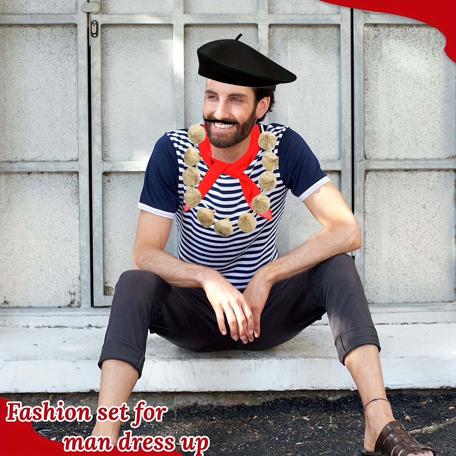 9pcs french mens set scarf garlic necklace Temu Canada