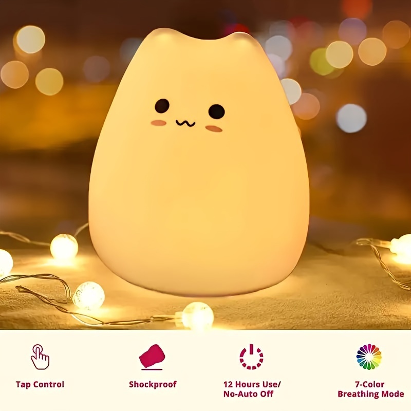 adorable led cat night light color changing battery powered perfect for bedroom ambiance nursery decor