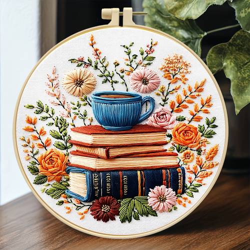 beginner embroidery book print pattern embroidery kit printed pattern needle thread embroidery hoop and instructions designed for beginners suitable as thanksgiving new years gift home decor