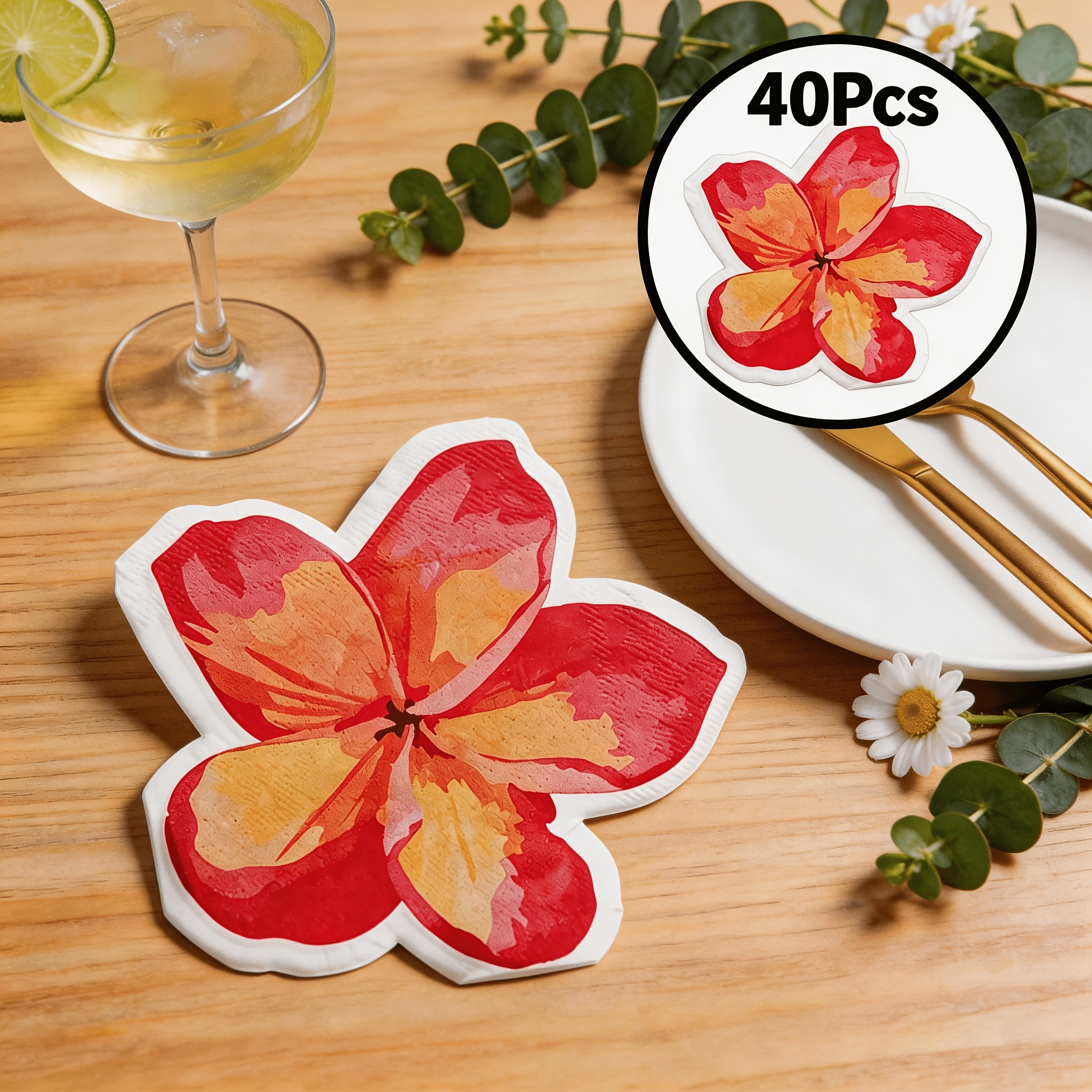 TEMU 40 Floral Patterned Napkins - 6.3x6.3 Inches Disposable Paper Towels With A Vintage , Perfect For Holiday Parties And Restaurants, Event