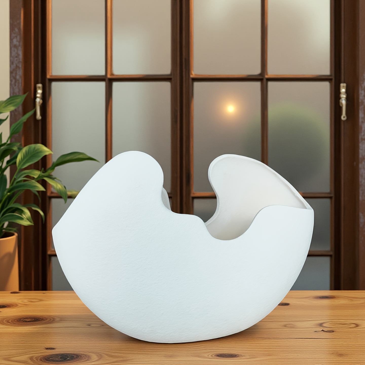 A Set of Two Ceramic Decorative Vases, Pure White in Two Sizes, Suitable for Tabletop Decoration, Home Decor, Office Decor, Wedding Venue Decoration, Party Decoration, Holiday Gifts, And Birthday Presents