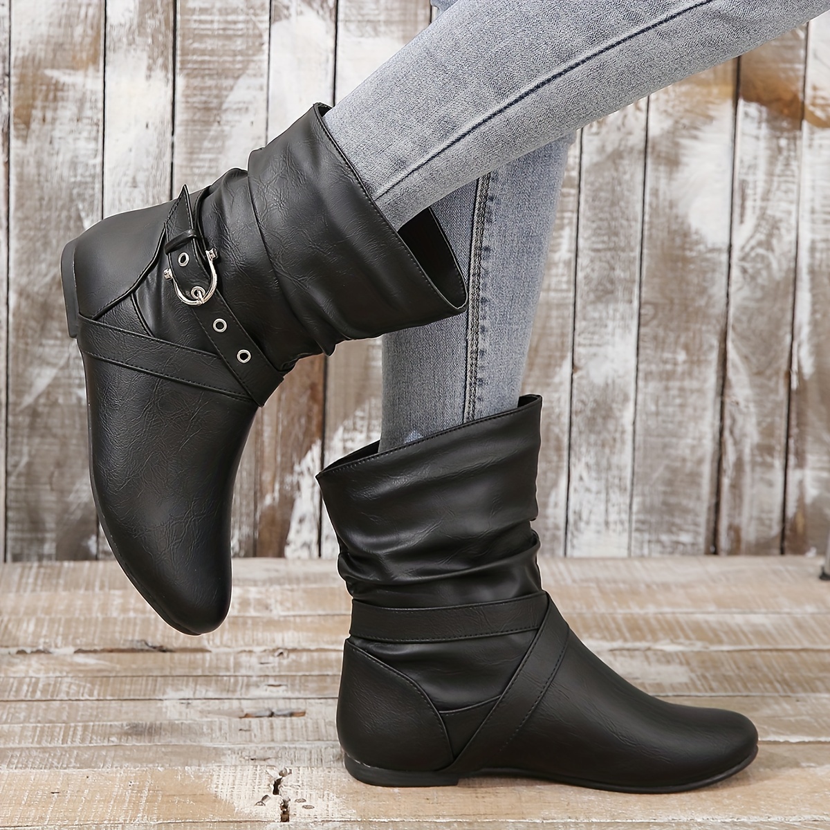 Image of Bow Slip-on Flat Round-toe Versatile Casual Comfortable Low-top Ankle Boot Fashion Women's Boots, Women Shoes