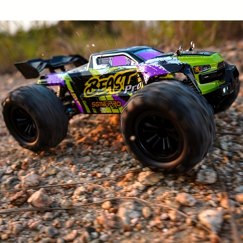 New SG116 2.4GHz Professional RC Car: 1:16 Scale 4WD Alloy High-speed Off-road Climbing Vehicle, LED Lights Perfect For Beginners Men'S Present Truck Hobby Cars Toy Gift For Birthday, Halloween