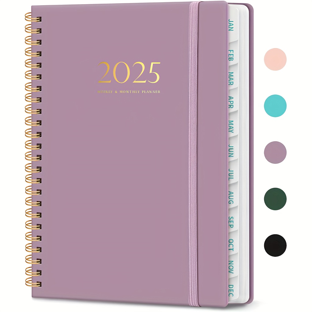 

2025 Spiral-bound Planner, Featuring Pockets And Monthly And Weekly Organizers, Suitable For Offices, Homes, And Schools, For Adult Use.