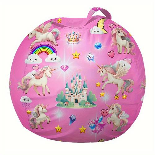 large durable bean bag chair cover for stuffed animal storage fun unicorns washable with zipper handle organizing plush great gift for kids girls boys