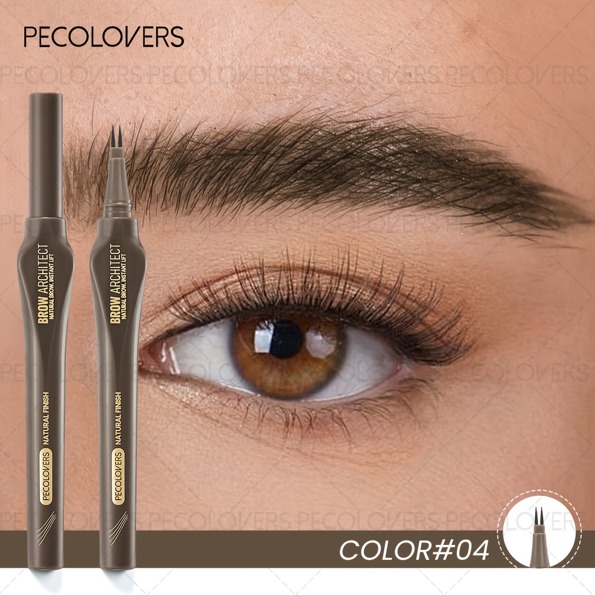 1pc Dual-tip Eyebrow Pencil, Long-lasting Waterproof, Smooth Application, Quick Drying, , , More Stable Grip, More Precise Eyebrow Drawing
