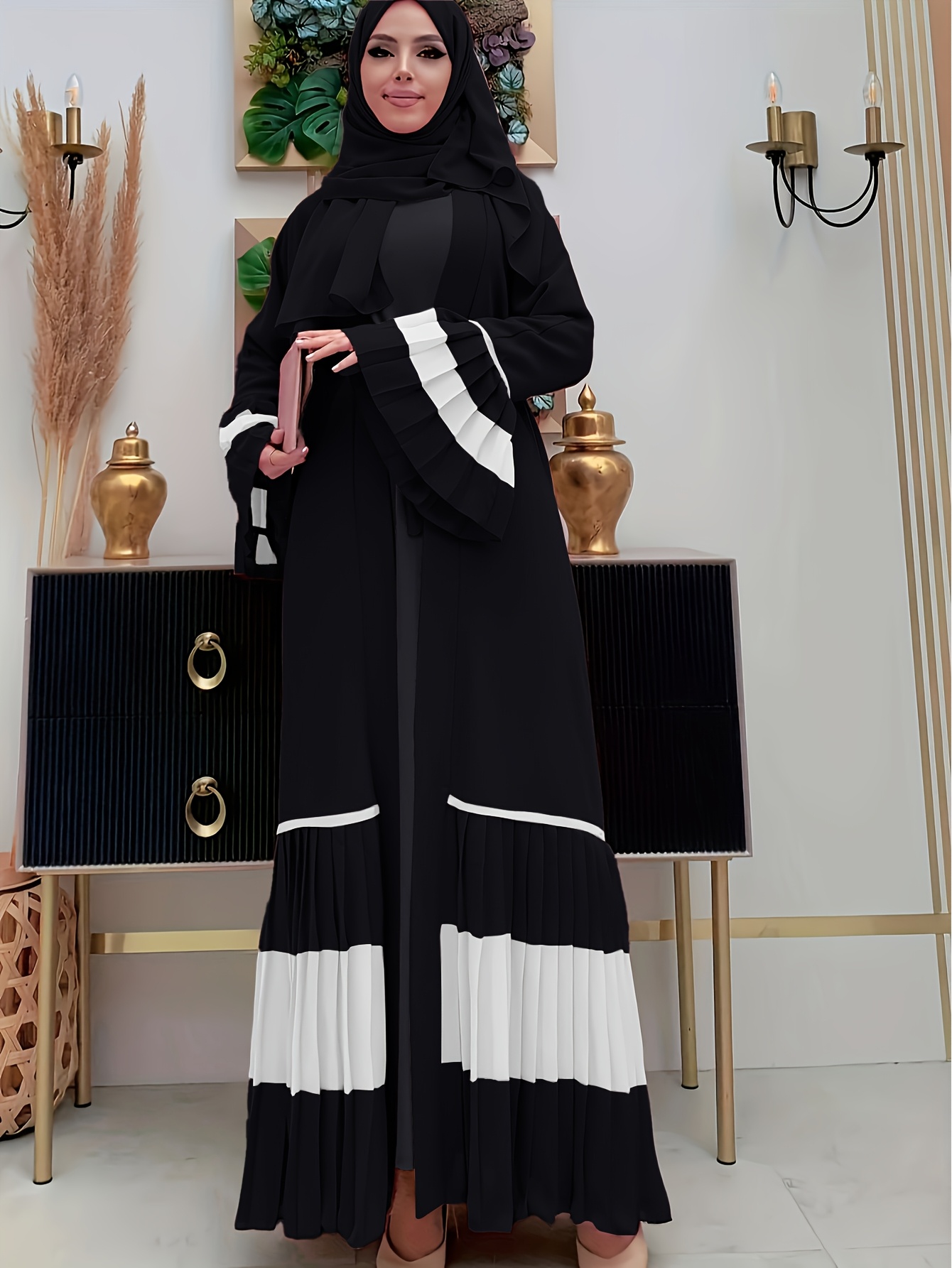 open lace back dress PLEATED ABAYAH main image 0