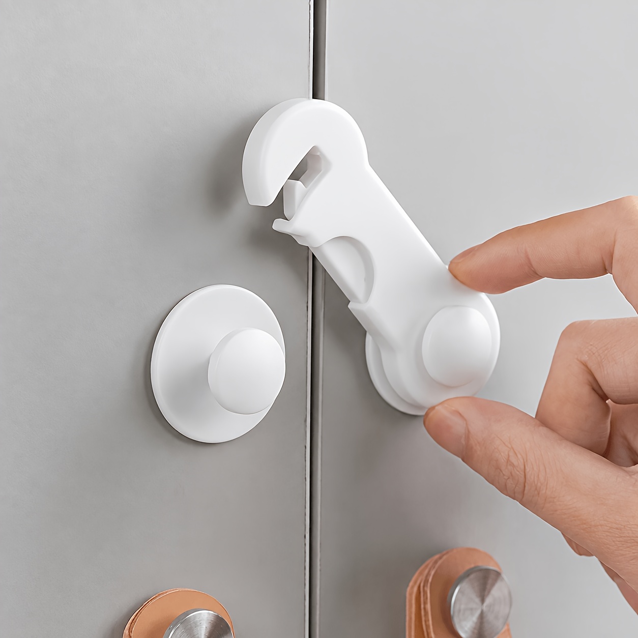 5-Pack 360° Rotating Cabinet Door Catch Locks, No-Drill Self-Adhesive