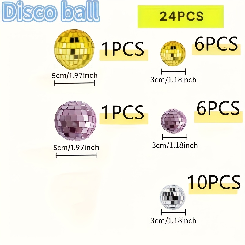 E-shop 24 Stück Dreifarbige Mini-Hängeanhänger, Disco-Kugel Dekoration, Weihnachtsdeko, Bunte Kleine Spiegelscheibe für Weihnachten, Ornament,