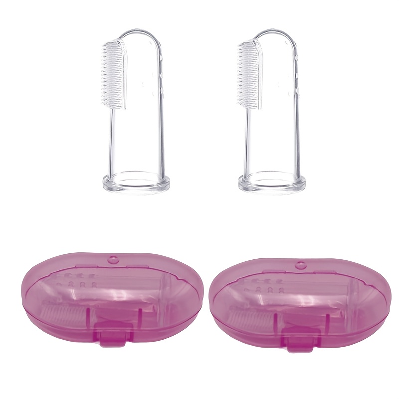 4pcs Pet Silicone Finger Toothbrush Set with Storage Cases