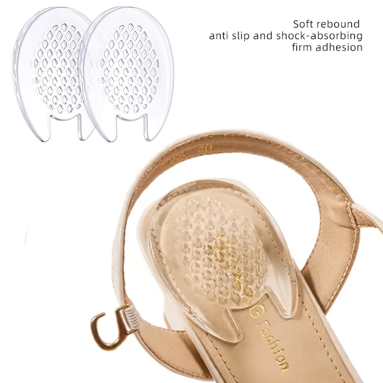TEMU 2 pezzi di cuscinetti per , silicone, tacchi alti, morbidi, granuli, cuscinetto taglia, antiscivolo, autoadesivi, traspirabilit�, adatti per