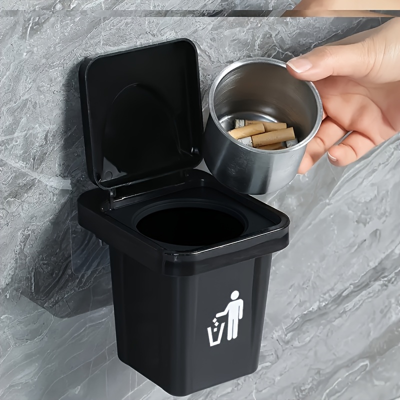 1 bucată Cutie de depozitare creativă, Coș de gunoi, Scrumieră pentru uz casnic cu capac, Stil suspendat pentru sufragerie, toaletă și baie, Design cu pâlnie adâncită pentru capacitate sporită, Cutie de depozitare cu instalare fără găurire