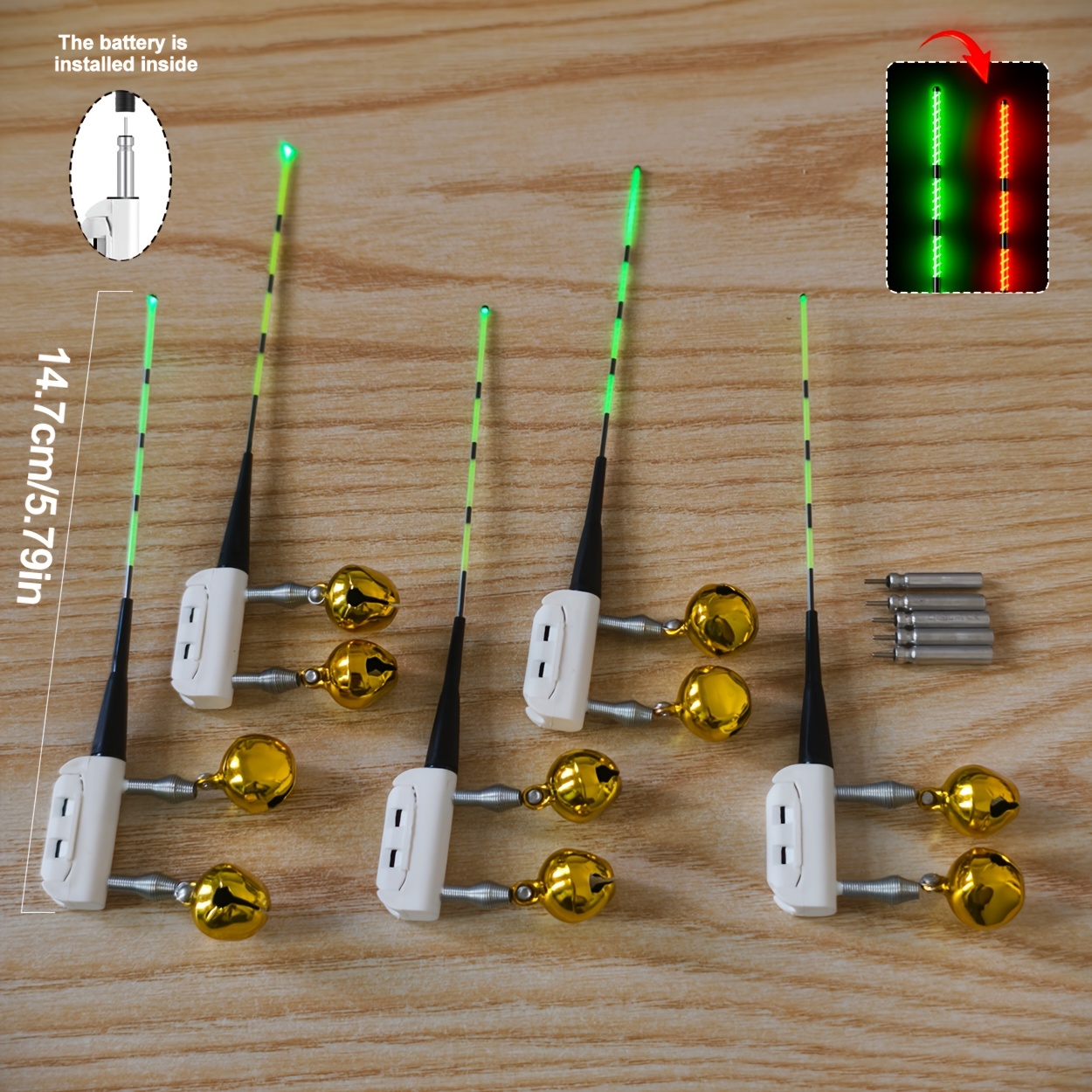 TEMU 10pcs Set (5 Bite-detection Color-changing Glow Sticks + 5 Batteries) Night Fishing Alarm, Night Fishing Alarm, Night Fishing Glow Sticks,