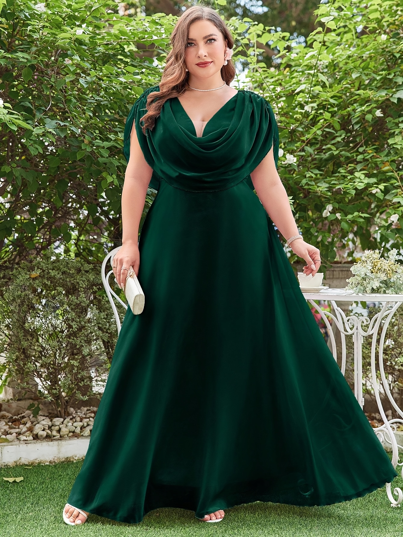 green emerald velvet dress Elegant Plus Size Evening Dress | A-Line Chiffon with Lace