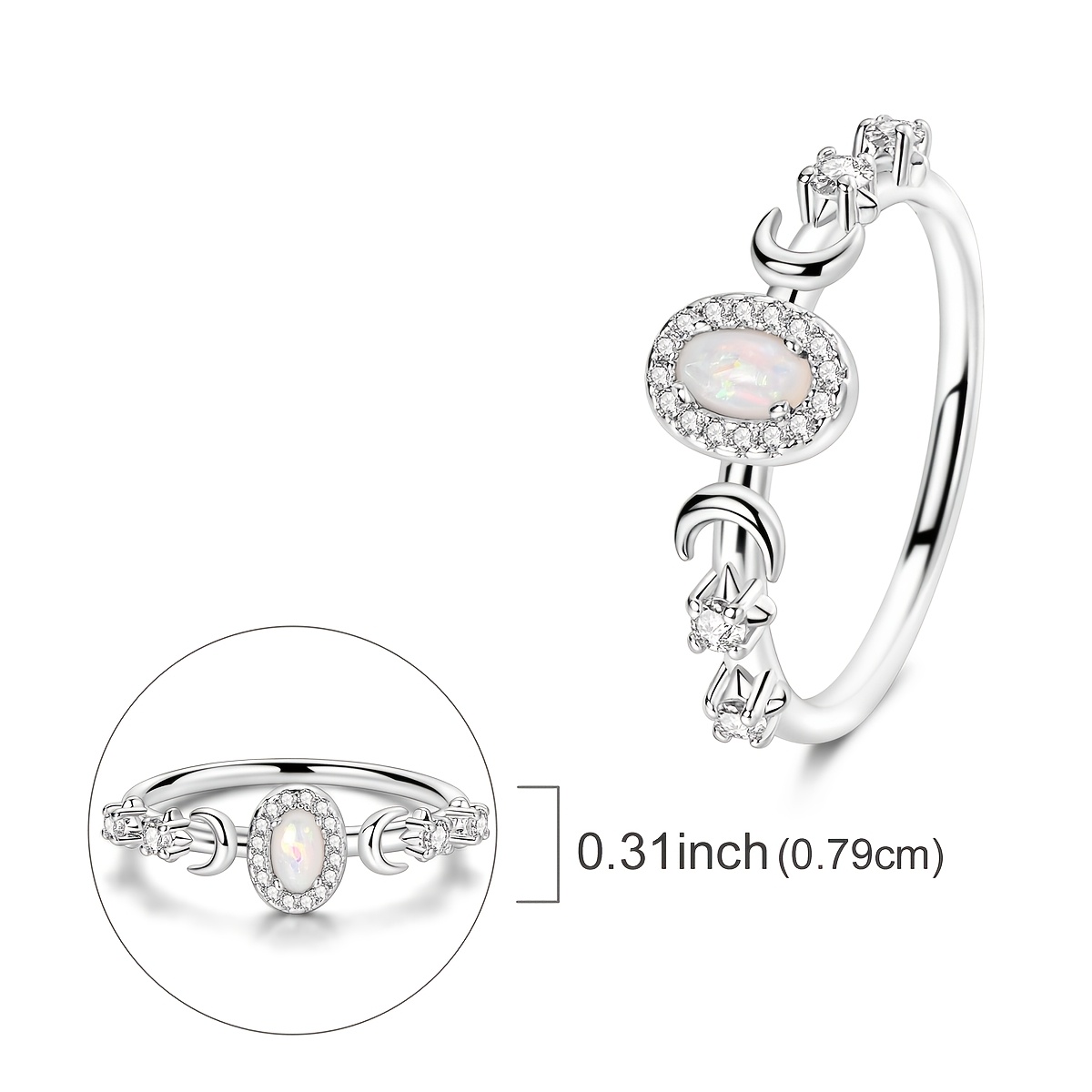 Elegant Star and Moon Silvery Color Ring for Women