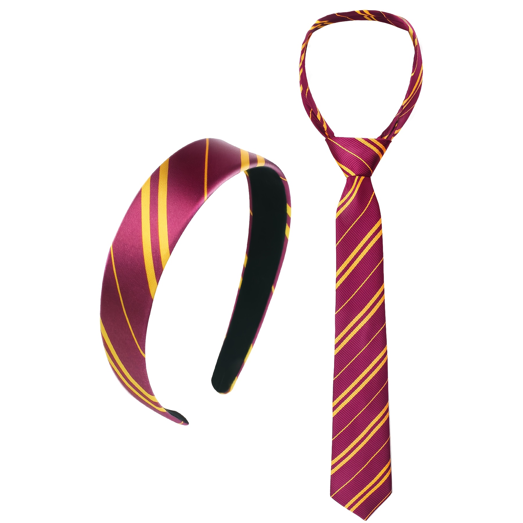 TEMU 2 stuks kostuumaccessoires, tovenaar kostuum, dameskostuum, rood en geel gestreepte hoofdband/strik, geschikt voor rollenspel feestsets voor