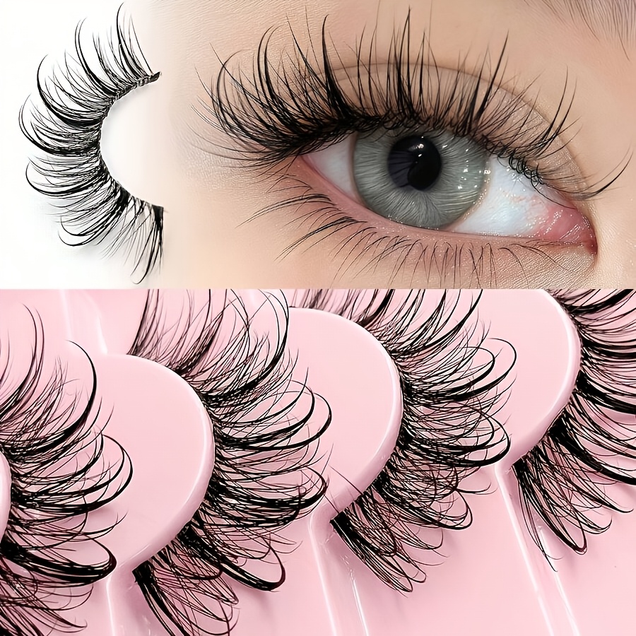 Image of 7 Pairs ( Wholesale Suitable For Beginners) Fluffy Artificial Mink Fur False Eyelashes - Cat Eye Lashes With , & Length, Suitable For Anime,, Daily Wear, Lashes