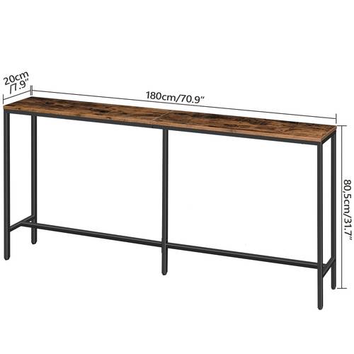 180cm Modern Industrial Console Table Suitable for Hallway & Living Room - Narrow Space-Saving Sofa Table with Wood Top & Base, Light Gray/ , Assembly Entryway Furniture for Narrow