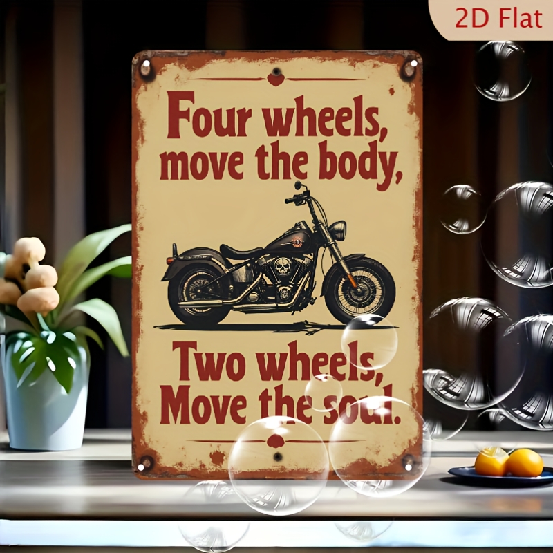 TEMU 2d Flat, Vintage Metal Tin Sign Wall Art 8x12 Inch - " Move The Body Move " Motorcycle & - Rustic Home Decor For Entryway, Bathroom, Studio - Father's Day, Housewarming Gift For , 2d Flat
