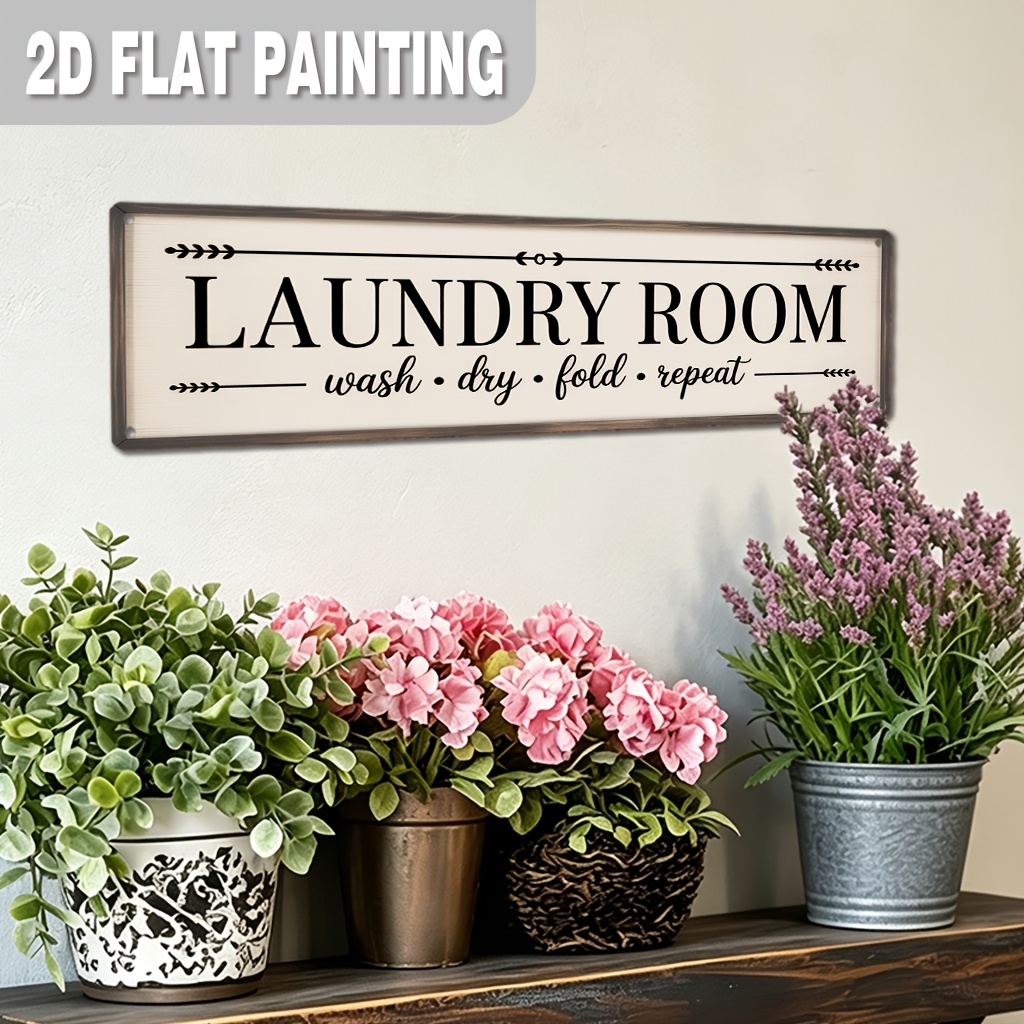 TEMU 2d Flat, 1pc, Home Decorative Sign, Laundry Room Fold Repeat Metal Sign, Farmhouse Utility Room Decor 4x16 Inch