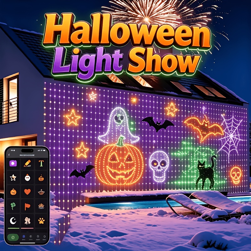TEMU Smart Rgb Curtain Lights App-controlled With Music Sync & Usb-powered Led Color-changing String Lights Suitable For Party Backdrop Decorations,