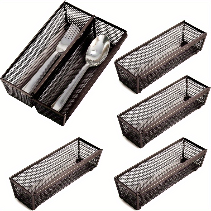 

Set Of 6 Kitchen Drawer Utensil Organizers - Golden Metal Material, Featuring A Lightweight Design, With A Locking Arm For (8.8x2.9x2.2 Inches)