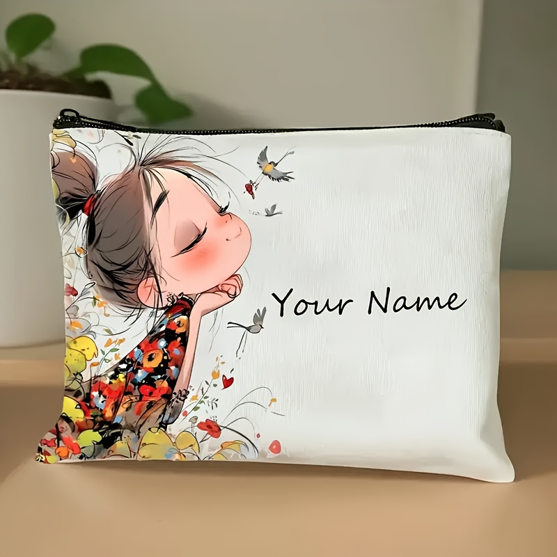 Customizable Vintage Cute Girl Pattern Makeup Bag, Cosmetic Bag, Travel  Makeup Bag, Handbag, Toiletry Bag, Pen Case, Gift Bag. Suitable for Mom,  Daughter, Best Friend, Halloween, Christmas Essential ...