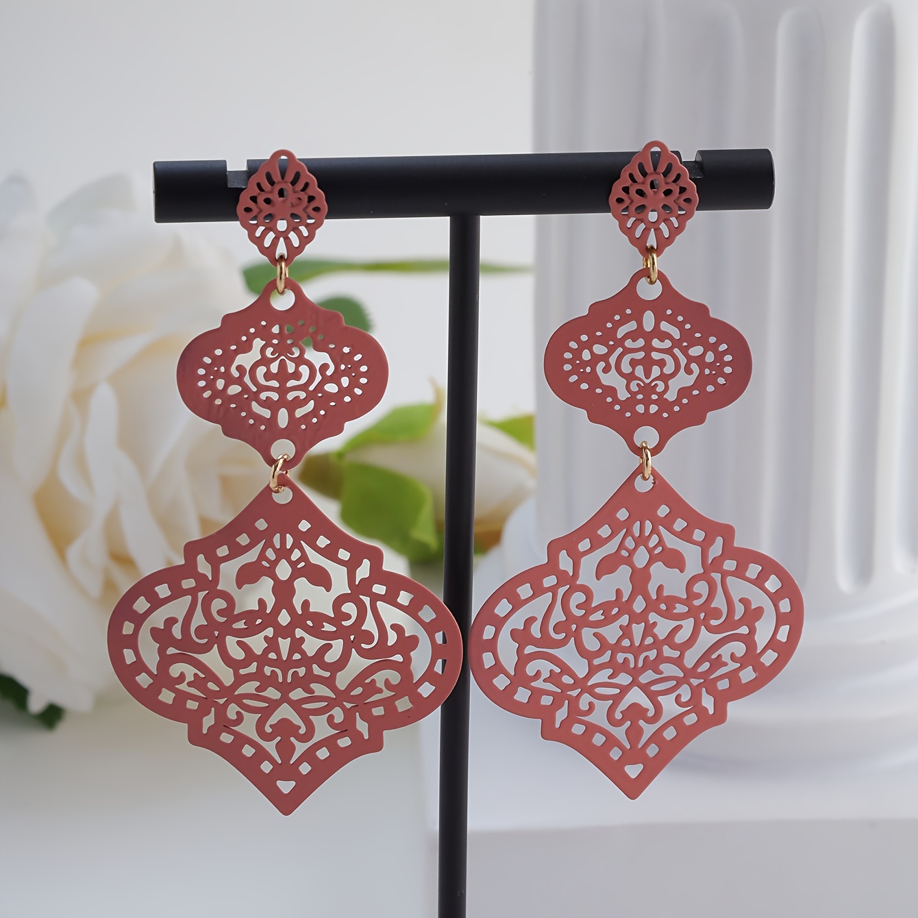 Bohemian Dangle Earrings Hollow Flower Party Accessories