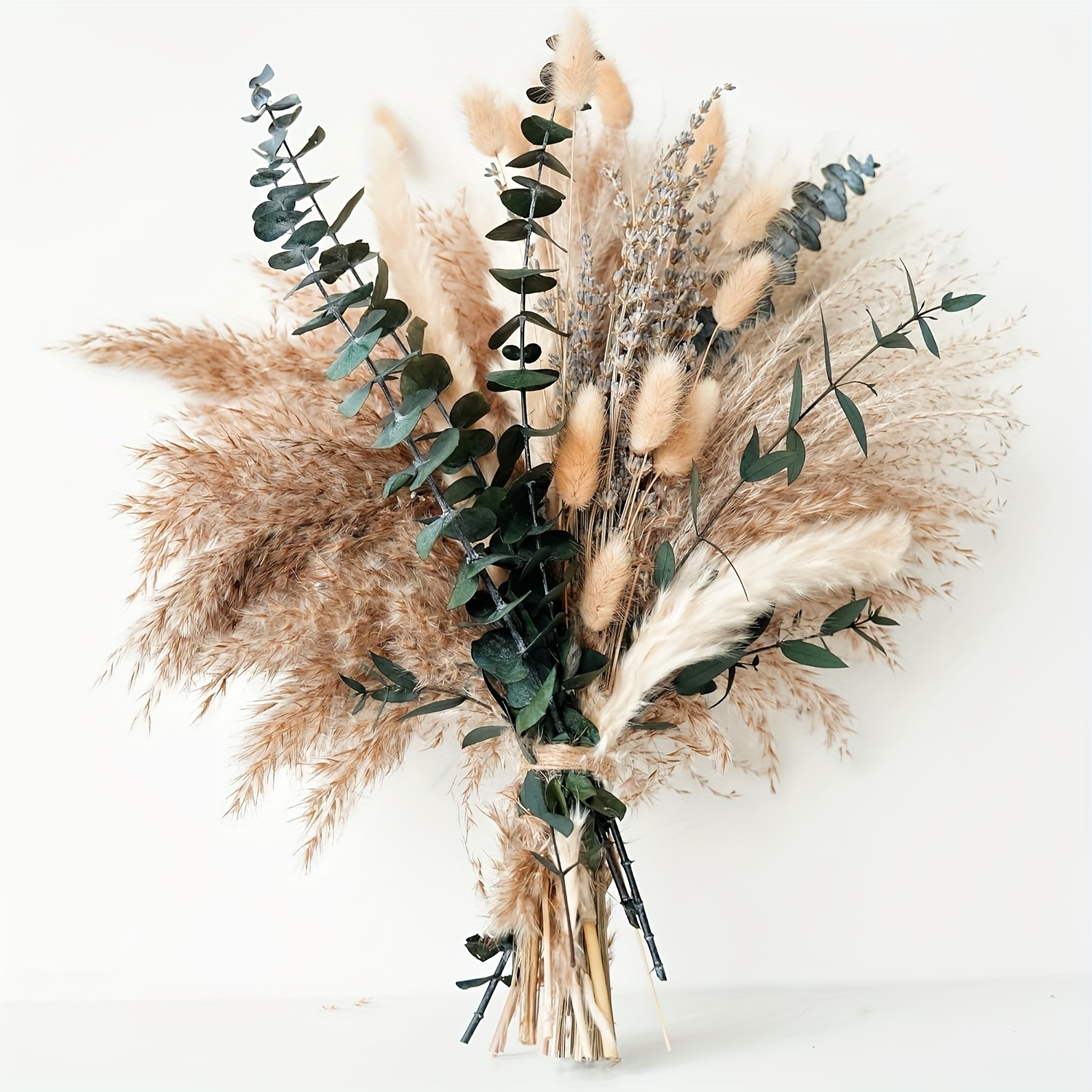 TEMU A Set Of 100 Dried Floral Elements Including Pampas Grass, Eucalyptus Leaves, And Lavender, Perfect For Crafting, Enhancing Your , Bohemian