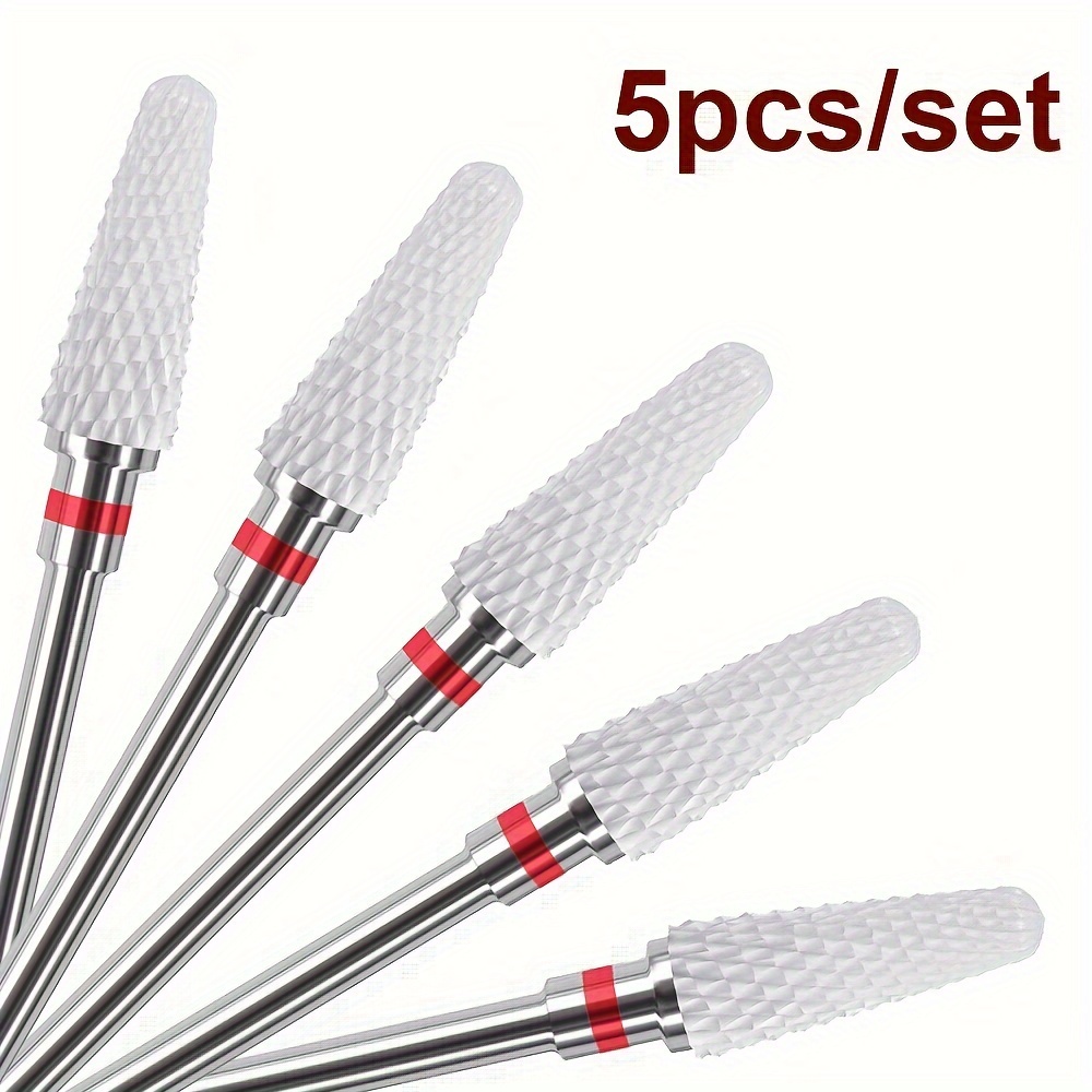 

5pcs Nail Drill Bits Set, 3/32'' Professional Ceramic Safety Bits For Nail Drill, Cuticle Nail Drill Bits