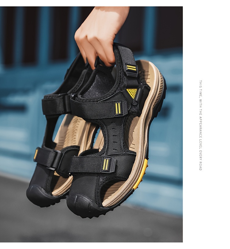 mens summer breathable sandals casual sporty open toe shoes with adjustable straps cover rubber sole for beach hiking and outdoor activities details 13