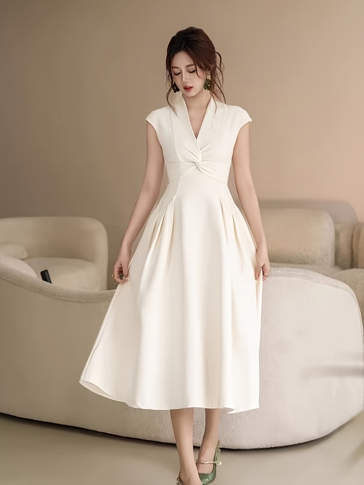 korean semi formal dress summer bodycon women white long elegant line silhouette that enhances