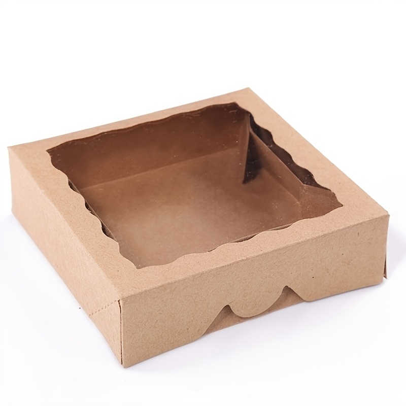 TEMU juego de 10 cajas de papel marrón que miden 10X10X2.5 pulgadas, diseñadas para uso no alimenticio, con ventana y de auto-despliegue, perfectas